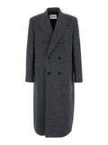 Grey Double-Breasted Coat with Classic Lapels in Wool Blend Man Alpaca Polyester Outerwear
