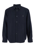 Blue Pinstriped Shirt with Pointed Collar in Wool Blend Man Blu Polyester And Blouses
