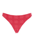 Terry Pink Bikini Bottoms with All-Over Logo Embroidery in Cotton Blend Stretch Woman Nylon Elastane Underwear