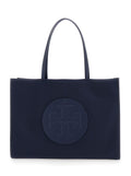 Ella Blue Large Tote Bag with Tonal Logo Detail in Tech Fabric Woman Blu Nylon