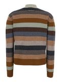 Multicolor Sweater with Striped Design and Back Logo Patch in Wool Woman Jersey