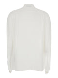 White Blouse with Pussybow Collar in Viscose Woman Shirts And Blouses