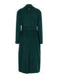 Green Double-Breasted Coat with Notched Revers and Belt on the Front in Wool Blend Woman Outerwear