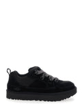 Lo Lowmel Black Sneakers with Mesh Inserts and Logo on the Side in Suede Man Leather Textile