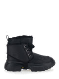 Black Ankle Boots with Side Logo and Platform Sole in Leather Blend Woman Twinface Textile
