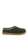 Tasman Green Mules with Shearling Lining in Suede Man Leather Textile Flat Shoes