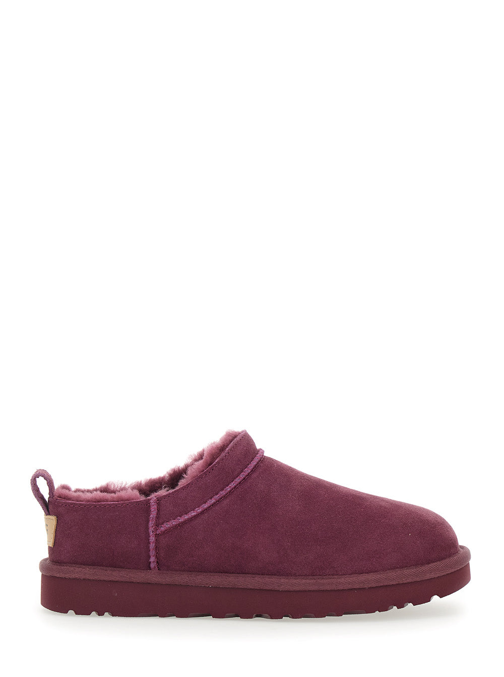 Classic Micro Bordeaux Ankle Boots with Logo Embossed in Suede Woman Leather