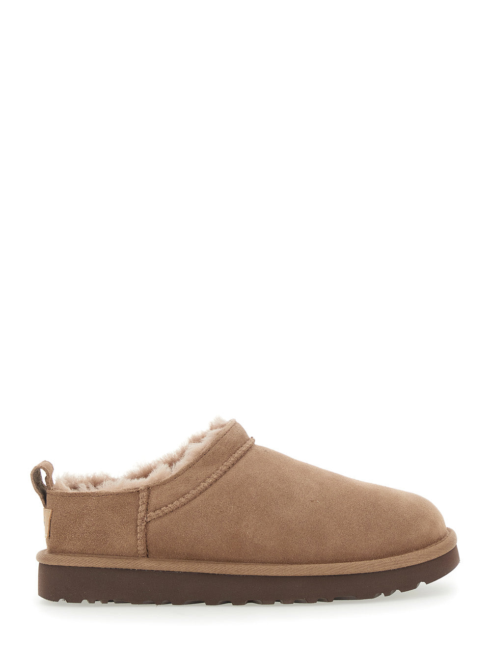 Classic Micro Beige Ankle Boots with Logo Embossed in Suede Woman Leather