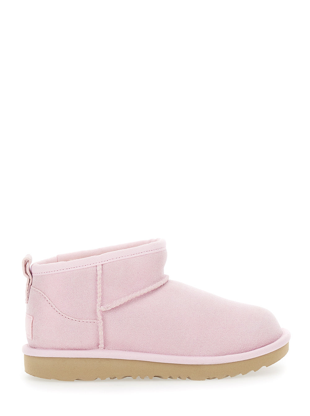 Classic Ultra Mini Pink Ankle Boots With Shearling Lining Leather Girl