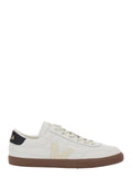 Panenka White Low Top Sneakers with Logo Patch on the Side and Contrasting Heel Lettering in Leather Unisex