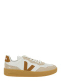 V90 Beige Sneaker With Side Logo And Perforated Toe Leather Unisex