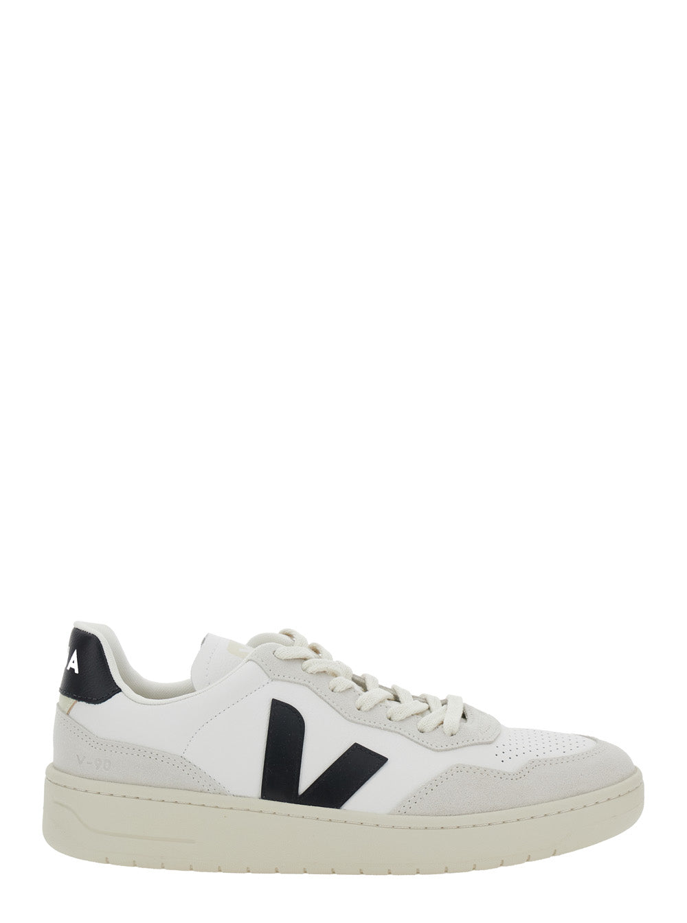 V90 White Sneaker With Side Logo And Perforated Toe Leather Unisex - 38