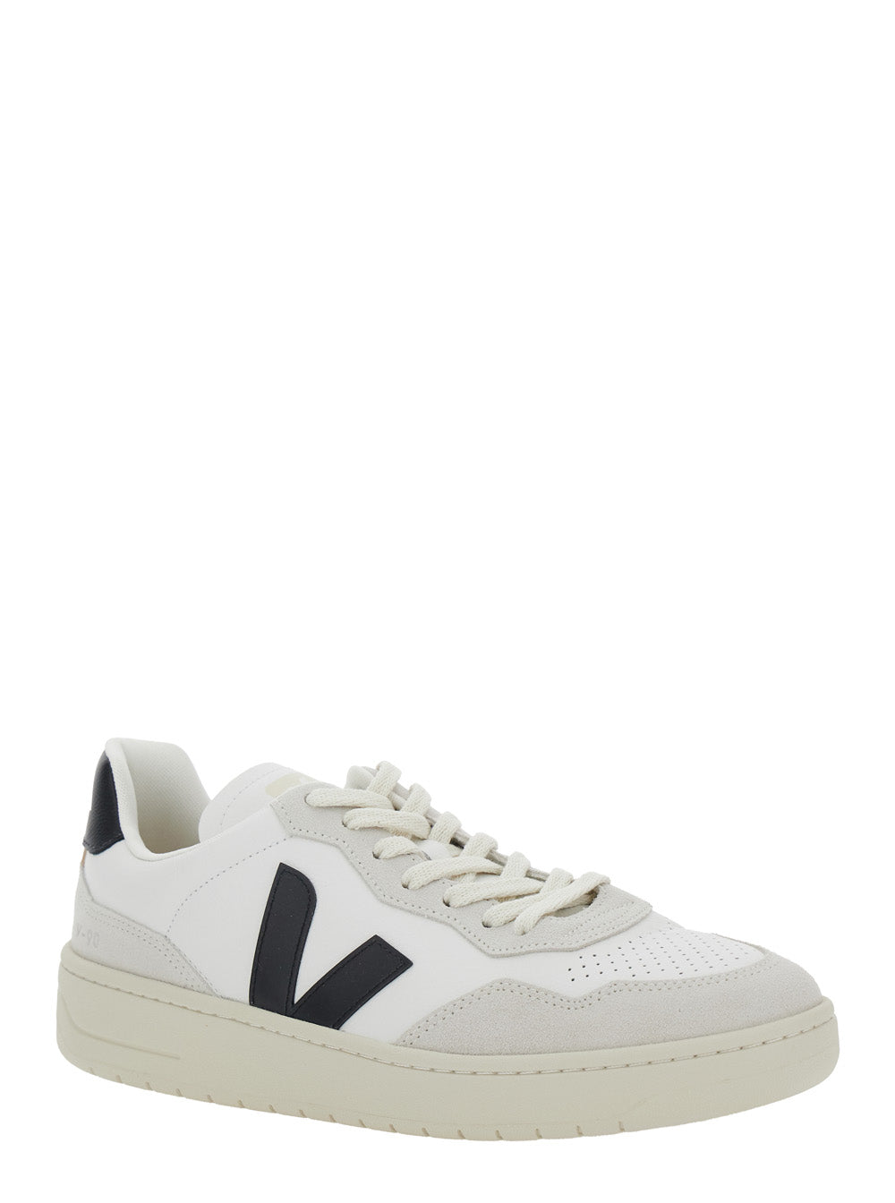 V90 White Sneaker With Side Logo And Perforated Toe Leather Unisex - 38
