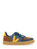 V-10 Multicolor Low Top Sneakers with Logo Patch on the Side and Lettering Heel in Suede Boy