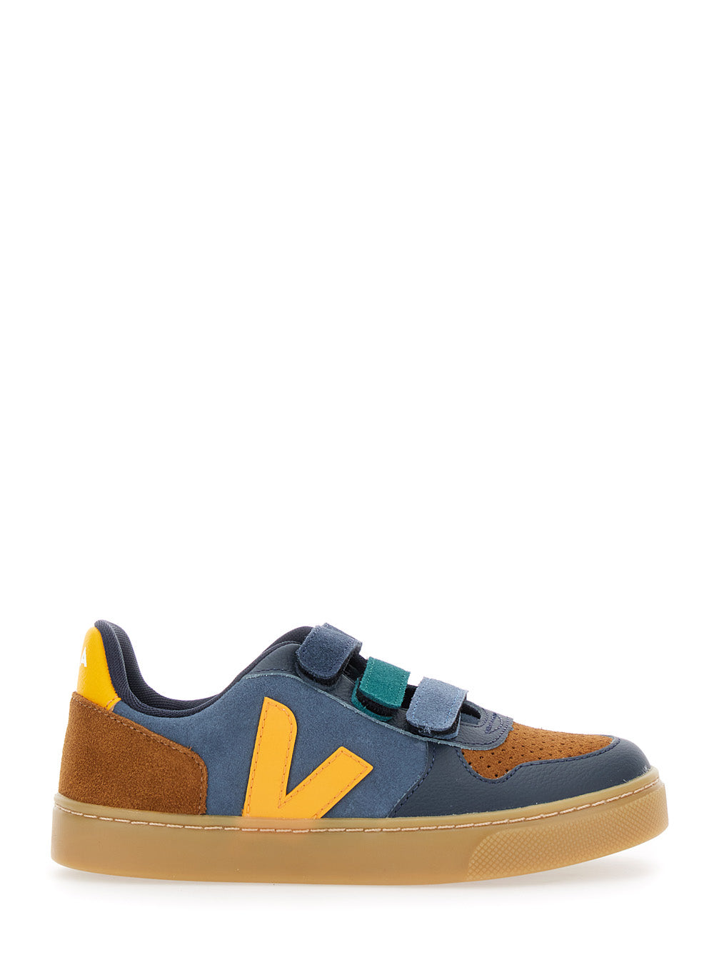 V-10 Multicolor Low Top Sneakers with Logo Patch on the Side and Lettering Heel in Suede Boy