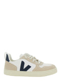 V-10 Sneaker With Suede Inserts in Faux Leather Boy White