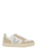 White Low Top Sneakers with Logo Patch on the Side and Contrasting Heel Lettering in Leather Unisex