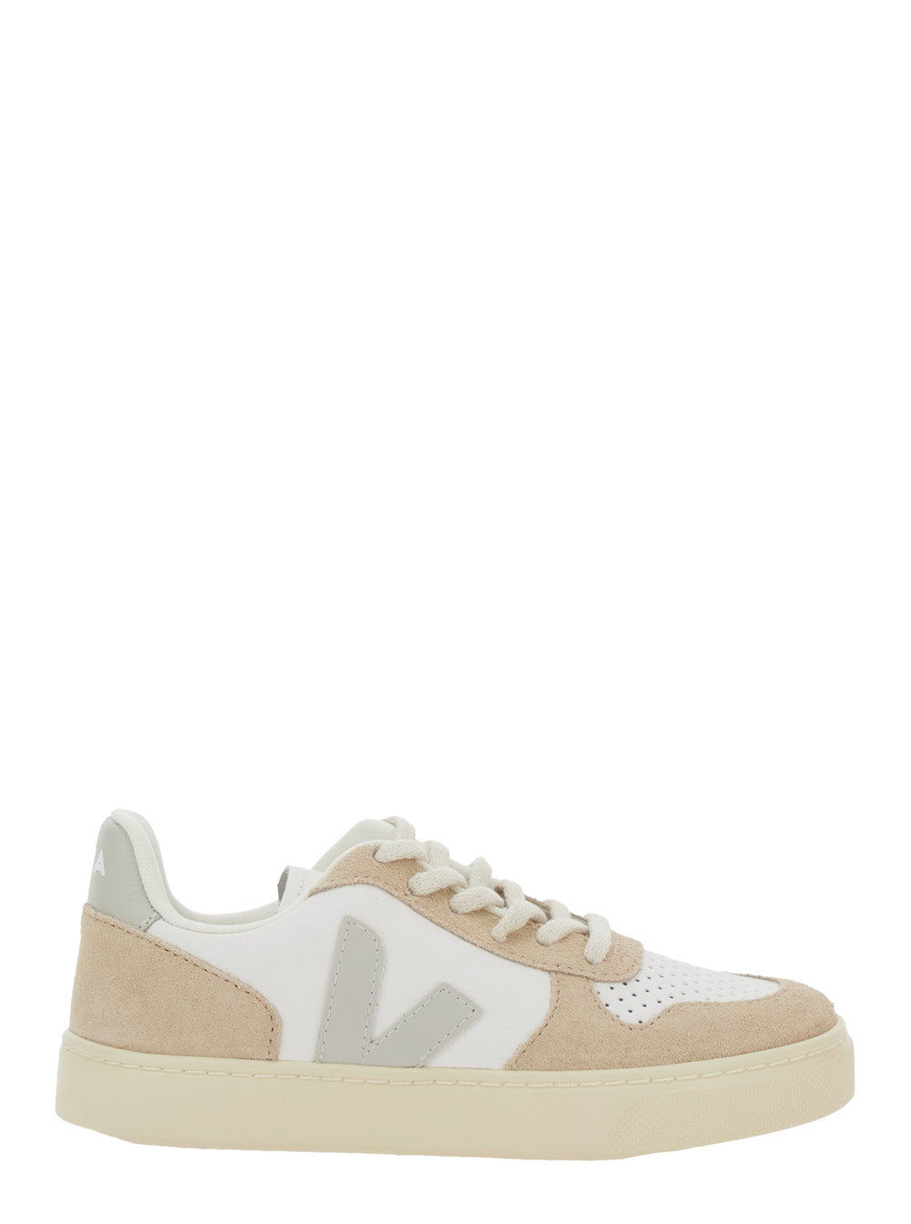 White Low Top Sneakers with Logo Patch on the Side and Contrasting Heel Lettering in Leather Unisex