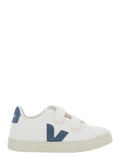 Epslar White Sneaker With Hook-And-Loop Closure And Logo On The Side Leather Boy