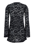 Bohemia Black Mini Dress With All-Over Lace Embroidery Tech Fabric Stretch Woman - S