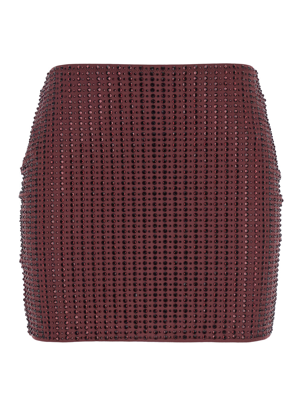 Malibu Crystal Bordeaux Skirt with All-Over Stud Embellishments in Tech Fabric Stretch Woman
