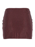 Malibu Crystal Bordeaux Skirt with All-Over Stud Embellishments in Tech Fabric Stretch Woman
