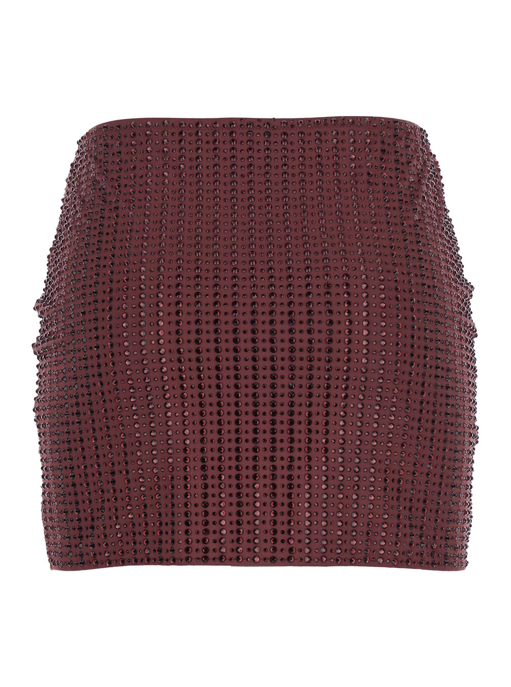 Malibu Crystal Bordeaux Skirt with All-Over Stud Embellishments in Tech Fabric Stretch Woman