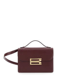 Dorian Bordeaux Shoulder Bag with Adjustable and Removable Strap Logo Plaque on the Front in Leather Woman Calf