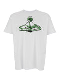 White Crew Neck T-Shirt with Orb Print on the Front in Cotton Man Tshirts And Polo Shirts