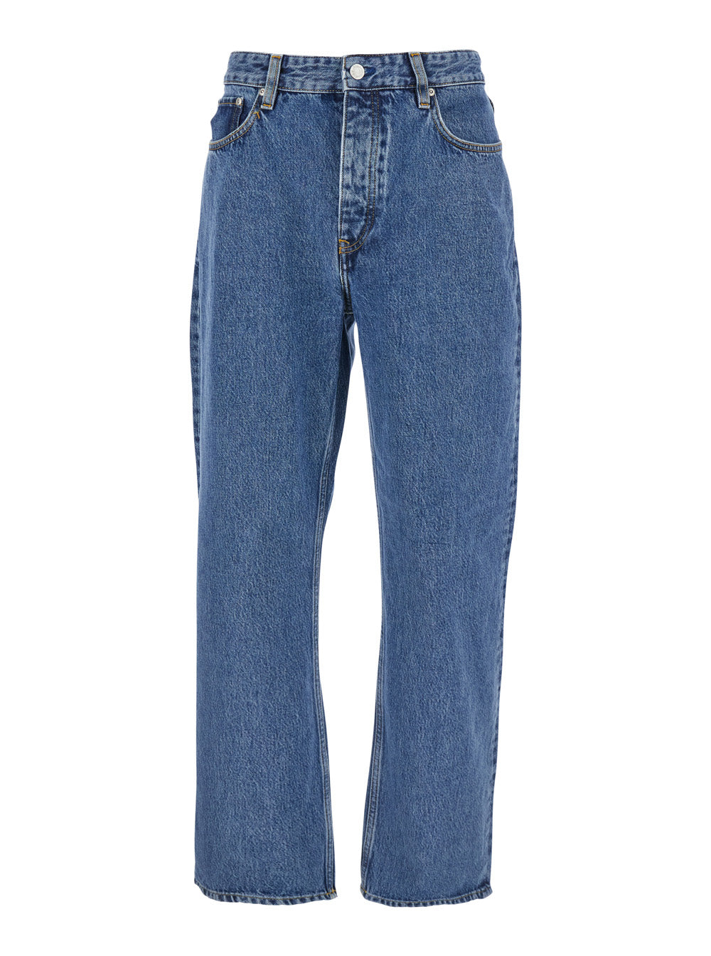 Blue Jeans with Belt Loops in Denim Man Blu Organic Cotton