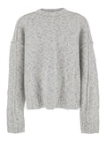 Grey Crewneck Sweater with Dropped Shoulders in Wool Blend Man Cotton Jersey