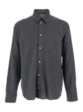 Adriel Grey Shirt with Classic Collar in Wool Blend Man Viscose And Blouses