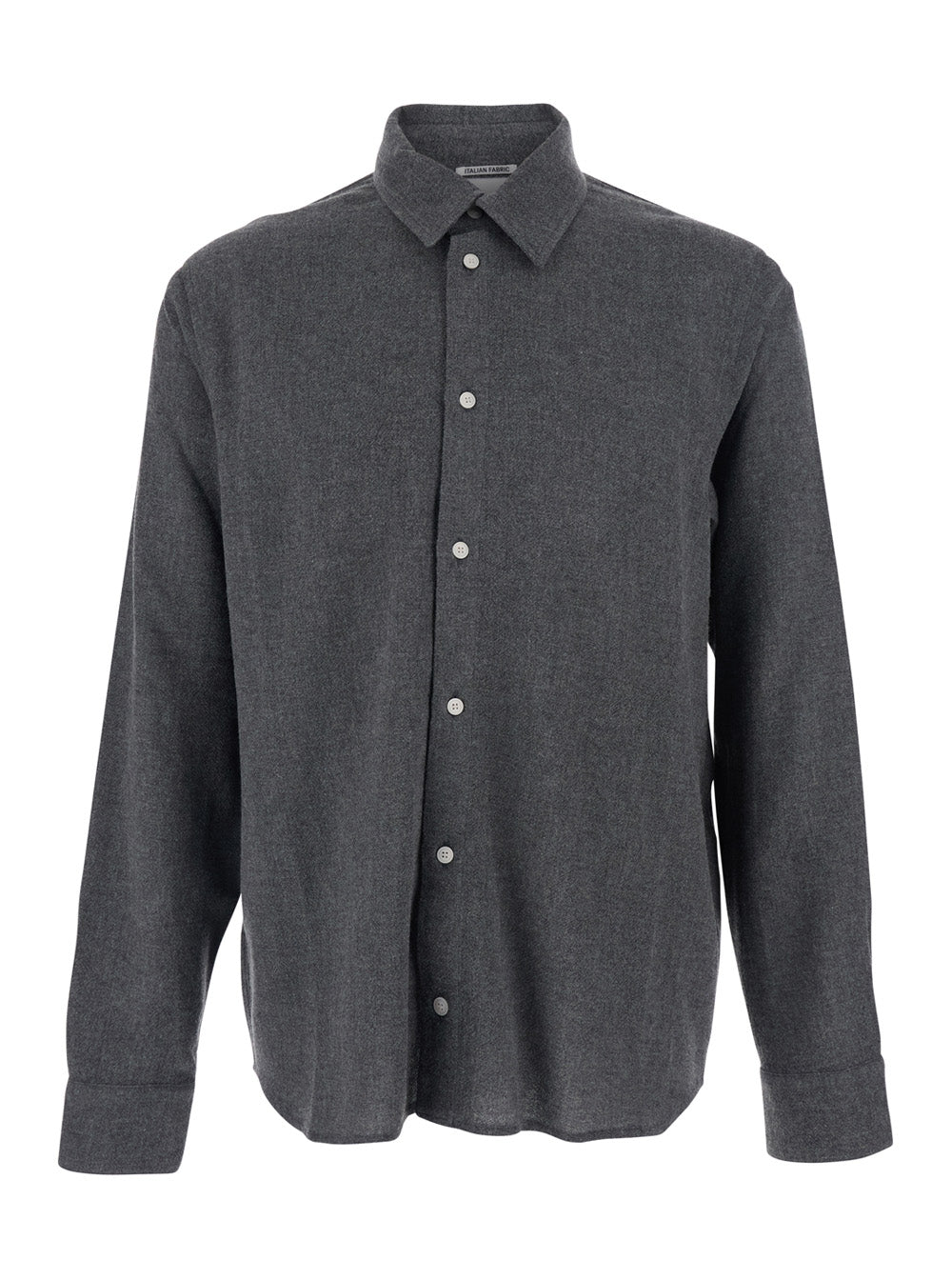 Adriel Grey Shirt with Classic Collar in Wool Blend Man Viscose And Blouses