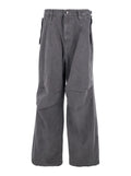 Grey Pants with Belt Loops in Cotton Man Trousers