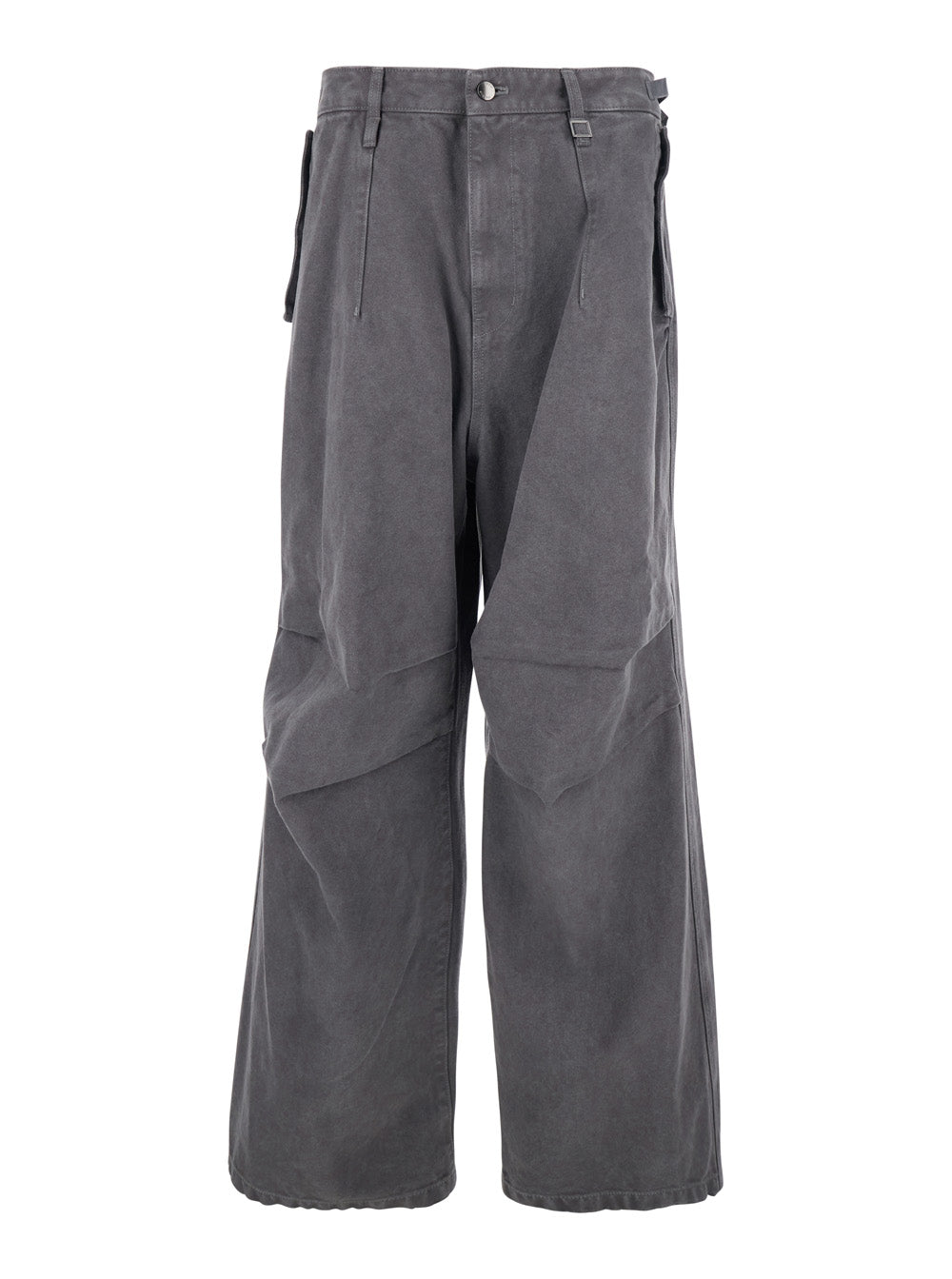 Grey Pants with Belt Loops in Cotton Man Trousers