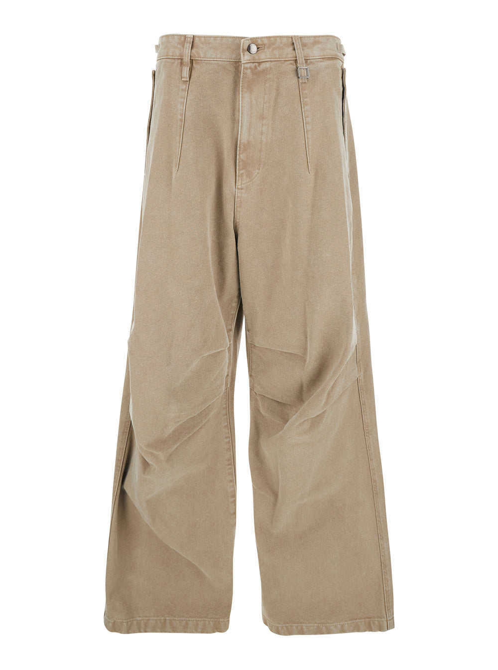 Beige Pants with Belt Loops in Cotton Man Trousers