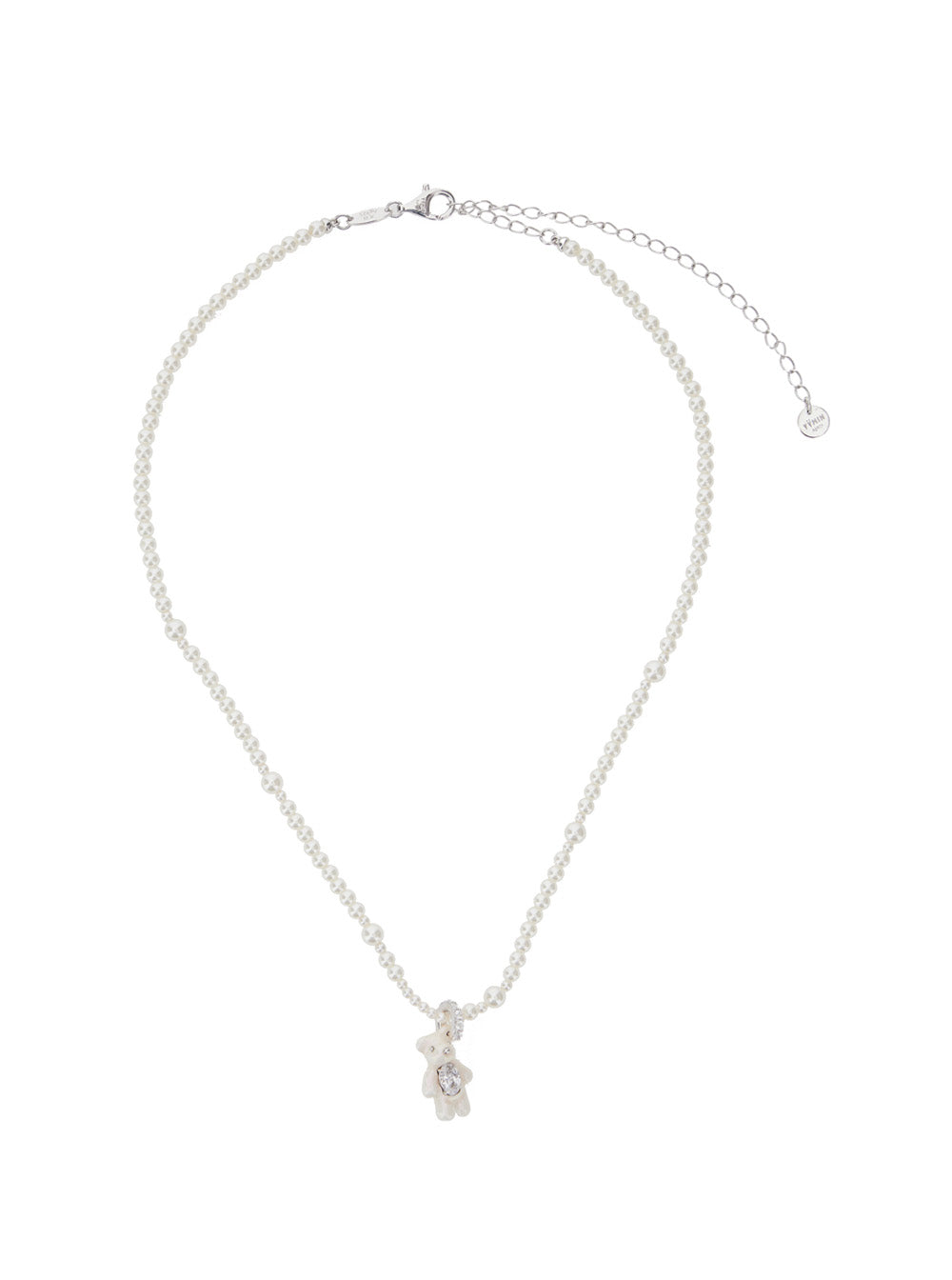 Mini Pearl Bear White Necklace with Peal Design and Pendant in Metal Pearls Woman Necklaces