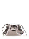 Metallic Shoulder Bag With Logo Lettering On The Front And Drawstring Closure Ecoleather Woman