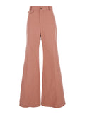 Pink Pants Wiht Belt Loops And Wide Leg In Cotton Woman Trousers