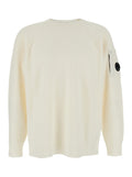 White Crewneck Sweater with Logo Plaque on the Sleeve in Wool Blend Man Polyamide Jersey