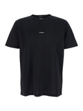 Black Crewneck T-Shirt With Logo Lettering On The Front Cotton Man Tshirts And Polo Shirts
