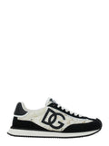 Black and White Low Top with Lace Details DG Patch on the Side in Fabric Suede Blend Woman White/black Viscose Cotton Polyamide Sneaker