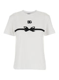 White Crewneck T-Shirt with Logo Print on the Front in Cotton Woman Tshirts And Polo Shirts