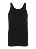 Black Sleeveless Top with Logo Embroidery on the Front and Ribbed Knit in Cotton Man Tops