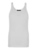 White Sleeveless Top with Logo Embroidery on the Front and Ribbed Knit in Cotton Man Tops