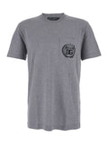 Grey Crewneck T-Shirt with Logo Embroidery on the Front in Cotton Man Tshirts And Polo Shirts