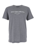 Grey Crewneck T-Shirt with Logo Lettering Print on the Front in Cotton Man Tshirts And Polo Shirts