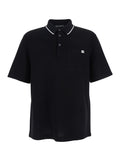 Black Polo Shirt with Contrasting Classic Collar and Logo Embroidery on the Front in Cotton Piquet Man Tshirts
