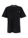 Black Crewneck T-Shirt with Logo Embroidery on the Front in Cotton Man Tshirts And Polo Shirts