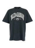 Dark Grey Crewneck T-Shirt with Logo Lettering Print on the Front in Cotton Man Tshirts And Polo Shirts